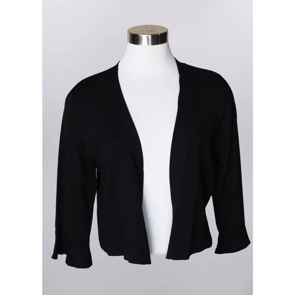 NEW KEREN HART women's open ruffle edge cardigan in black